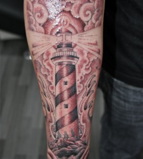 Wonderful lighthouse arm tattoo