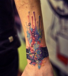 Wrist clock watercolour tattoo Wrist clock watercolour tattoo