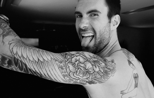 Adam Levine Flower Tribal Tattoo