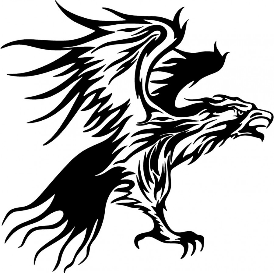 Tribal Flames Eagle Carvehicle Tattoo Design