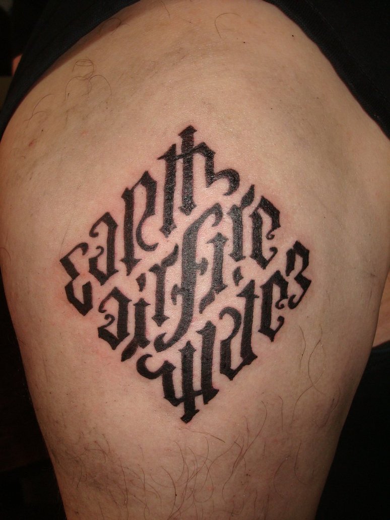 Rhombus Ambigram Elements Tattoo Design