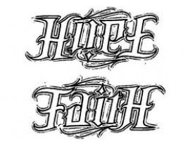 Hope Faith Ambigram Tattoo Sketch Design