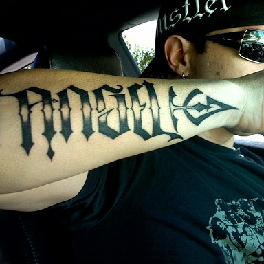 Angel Arrow Ambigram Tattoos Design