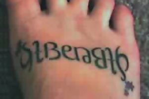 Ambigram Tattoos On Foot