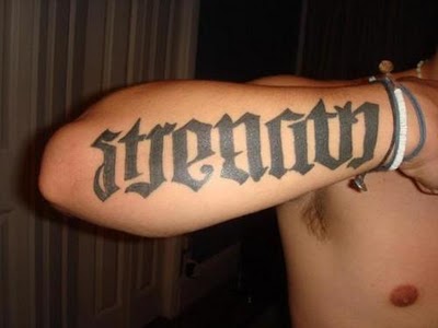 Amazing Strength Ambigram Tattoo Design