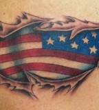 Torn Skin and American Flag Tattoo Design