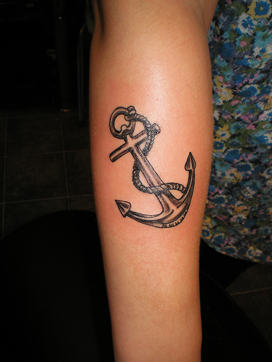 Gorgeous Anchor Tattoo Design on Forearm for Young Girls