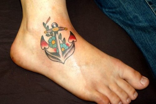 Nice Design of Girls Anchor Tattoo Design Photo