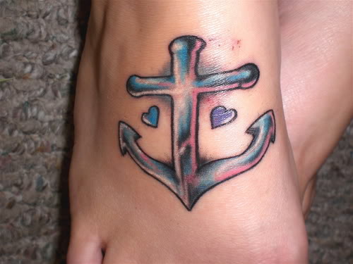 Nice Love and Anchor Tattoo Design on Rib for Girls