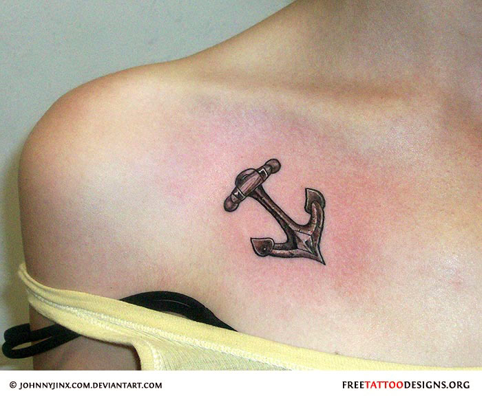 Traditional Old School Girls Anchor Tattoo Design