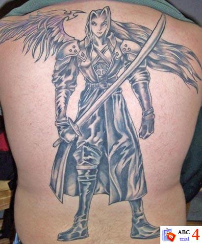 Angel Tattoos Designs on Upper Back for Men