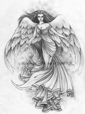 Sad Angel Tattoo Sketch