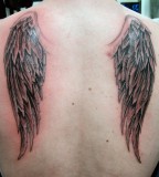 Beautiful Wing Tattoo on Back for Women