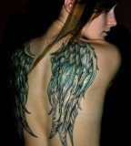 Wonderful Angel Wings Tattoos on Back for Girls 