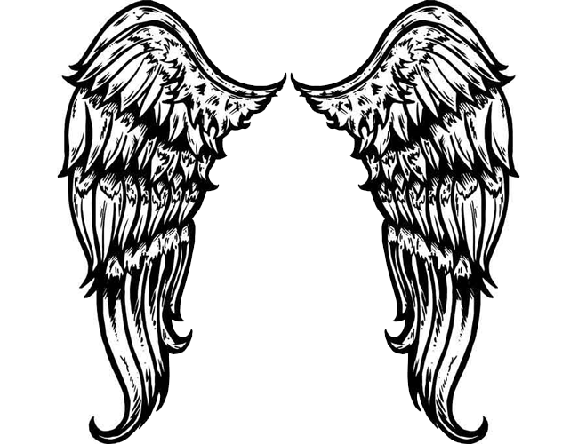 Large Tribal Angel Wings Tattoo