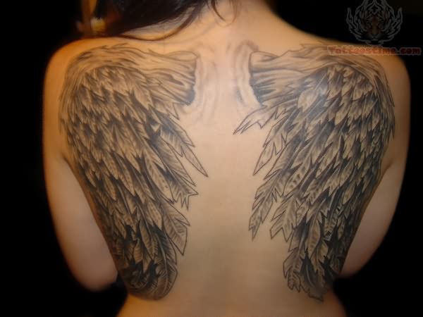 Wing Tattoos Across the Shoulders and Back