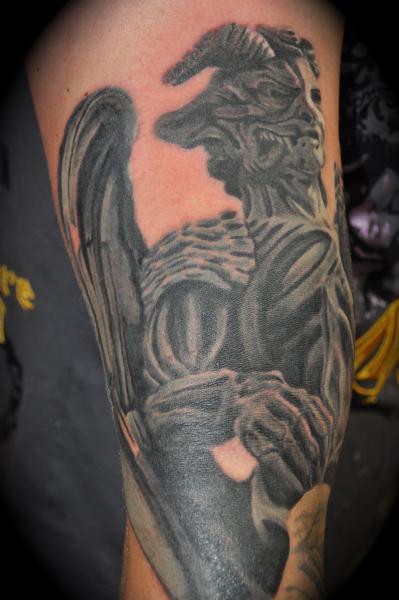 Angels And Demons Statue Tattoo On Arm Photos Gallery