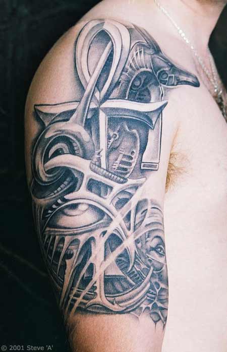 Ankh Cross Eye Of Horus Egyptian Anubis Pariah Dog Tattoo