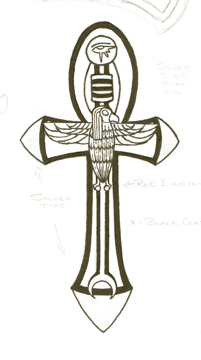 Graphite Knight Ankh Tattoo