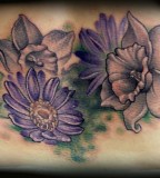 Purple Aster Flower Tattoo Design for Women