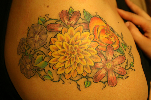 Aster Flower Tattoos Design for Women