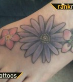 Beautiful Aster Flower Tattoo Design on Foot