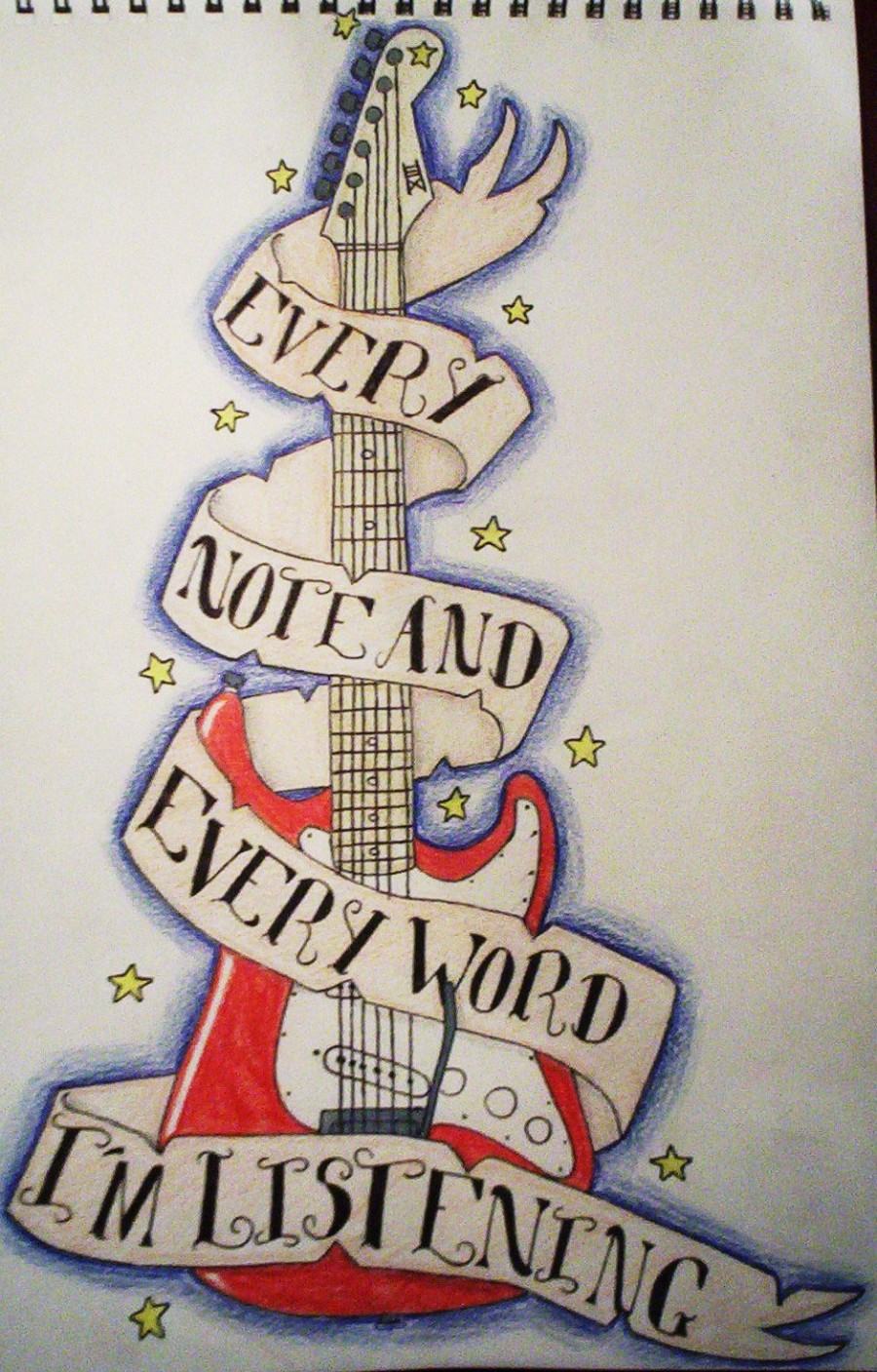 Guitar Tattoo Design By SynysterVengeanceII (Deviantart)