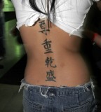 Kenji Shaped Tattoo Design on Back for Girls