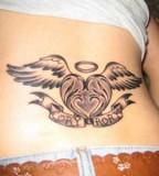 Heart with Wings Shaped Lower Back Tattoo for Girls