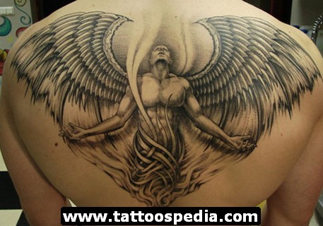 Guardian Angel Back Tattoo Design For Men