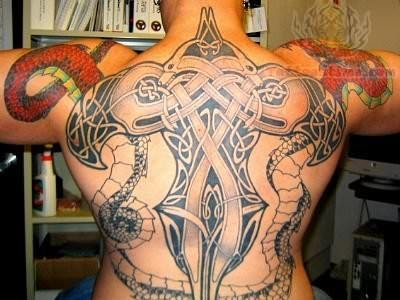 Awesome Back Knot Tattoo For Men