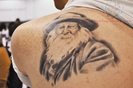 Back Shoulder Literary Tattoo For Men