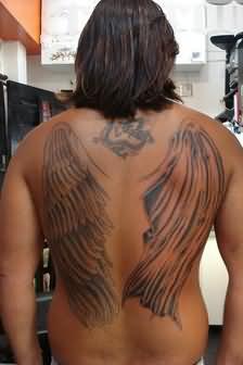 Cool Wings Tattoo On Back For Men