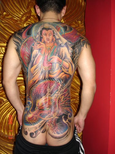 Kuan Im and Dragon Back Tattoos