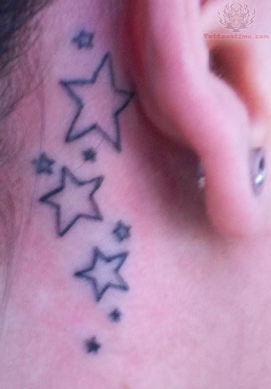 Simple Star Tattoos Behind The Ears