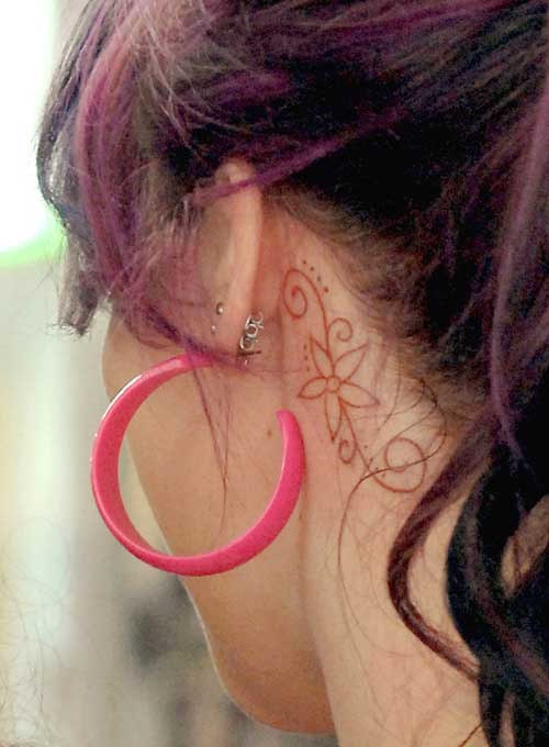 Pink Star Tattoos Behind Ear Women Accesories