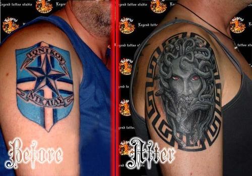 Cover Up Tattoo Football Team Cover With Medusa  Tattoo Picture