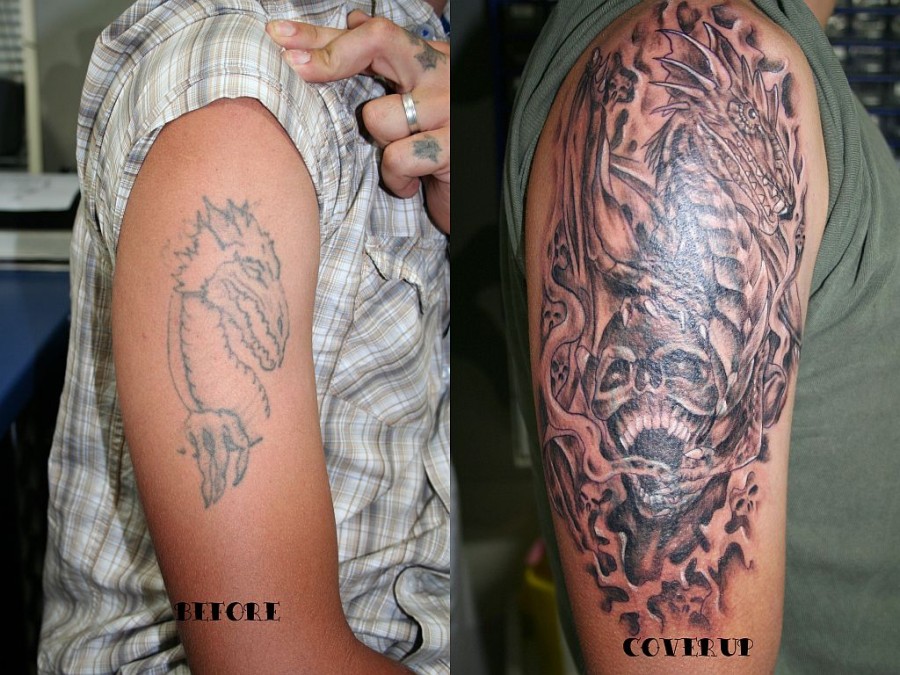 Dragon Skull Cover Up Tattoo Images Gallery