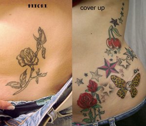 Stars and Flowers Cover Up Tattoo Designs