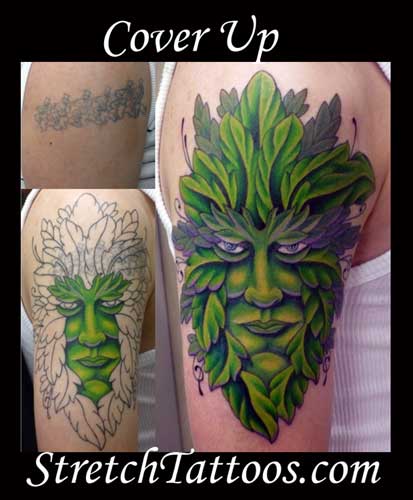 Tattoos Coverup Tattoos Green Man Cover Up