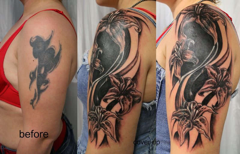 Tribal Cover Up Tat Flowers Before And After