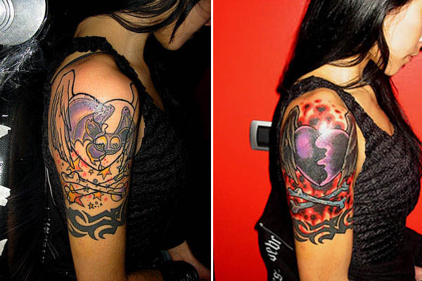 Winged Heart With Crossbones Cover Up Tattoo Ink Art Tattoos