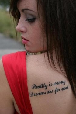 Lovely Tattoo Quote on Sexy Lady