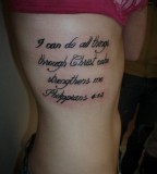 Cool Bible Verse Tattoo Rib Design