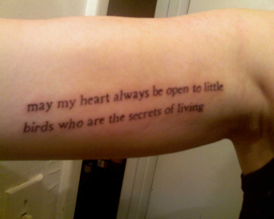 Quote About “Little Birds” on Upper Inside Arm