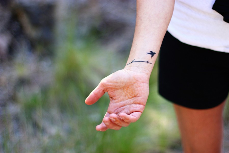 Inked Bird Love Wrist Tattoo