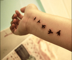 Birds Flying Tattoo Set on Wrist