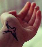 Cool Wrist Flying Bird Swallow Tattoo