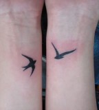 Cute Two Bird Swallow Tattoos on Both Wrists