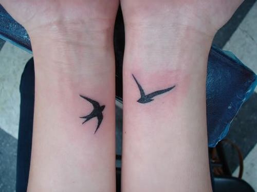 Cute Two Bird Swallow Tattoos on Both Wrists